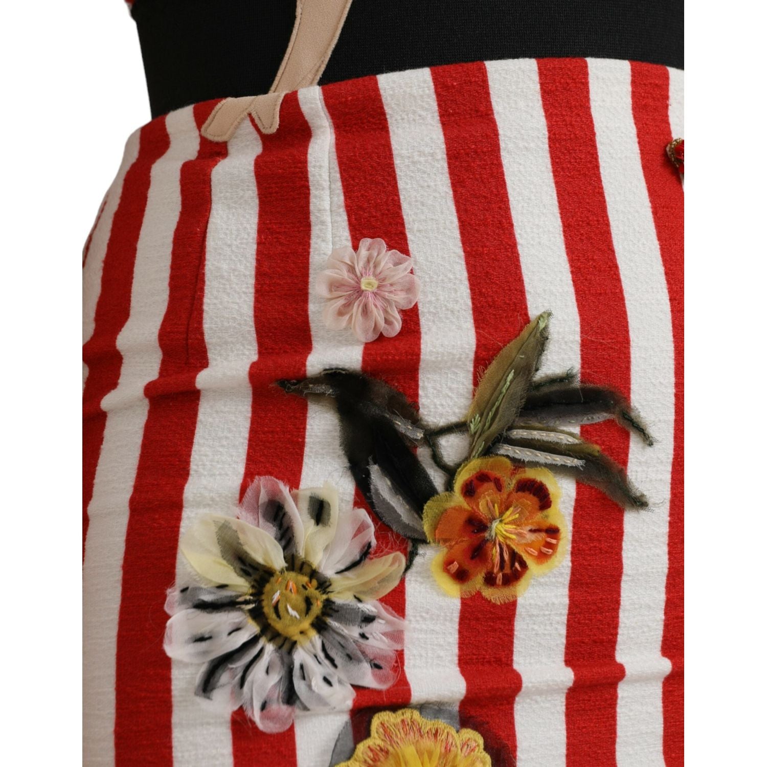 Dolce & Gabbana Red White Floral Sleeveless Sheath Midi Dress