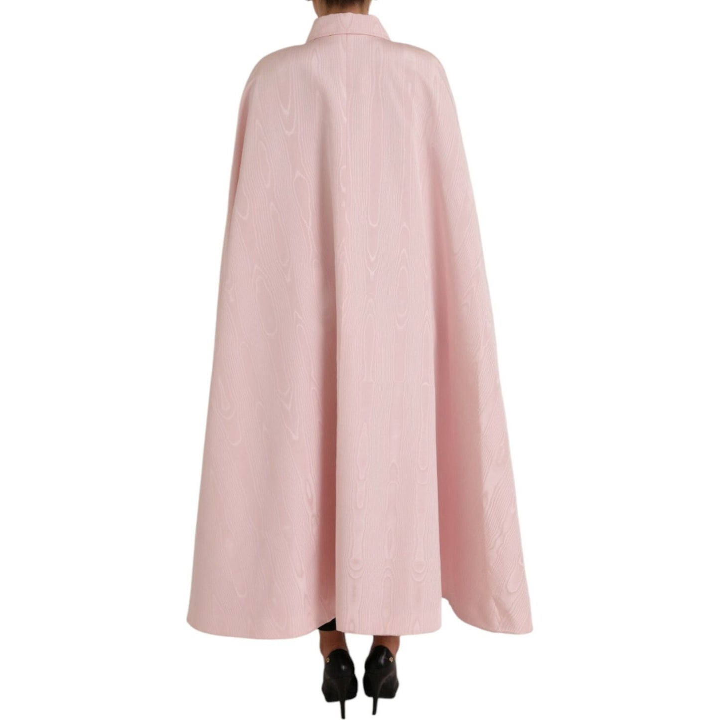 Dolce & Gabbana Light Pink Silk Long Maxi Cape Coat Jacket Dolce & Gabbana