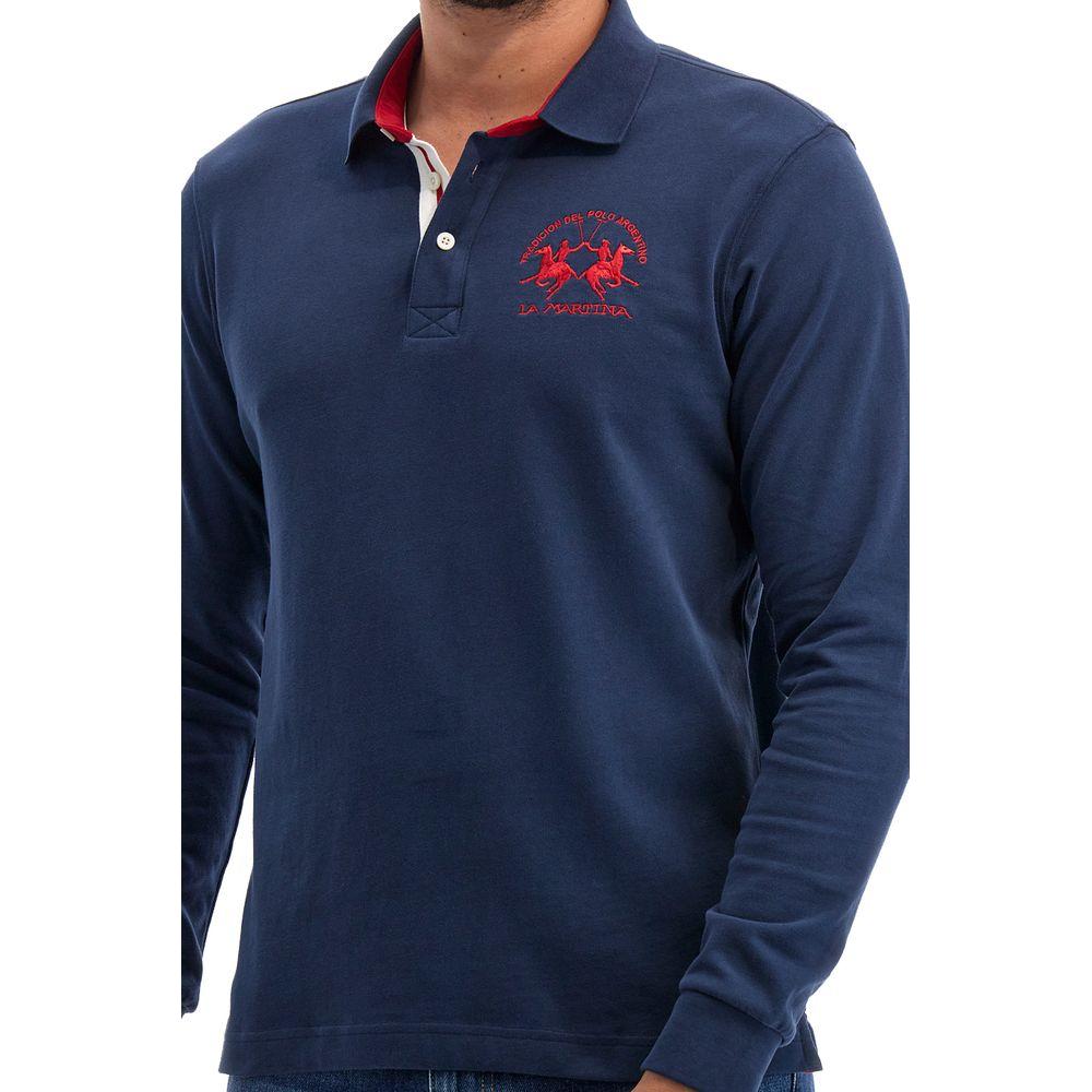 La Martina Blue Cotton Polo Shirt La Martina