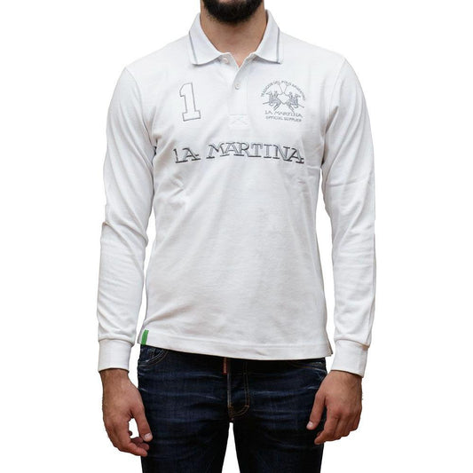 La Martina White Cotton Polo Shirt La Martina