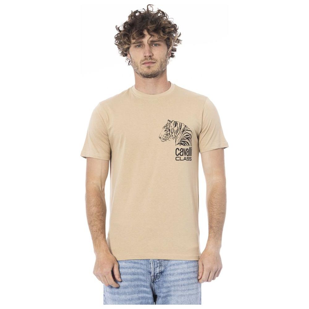 Cavalli Class Beige Cotton Men T-Shirt Cavalli Class