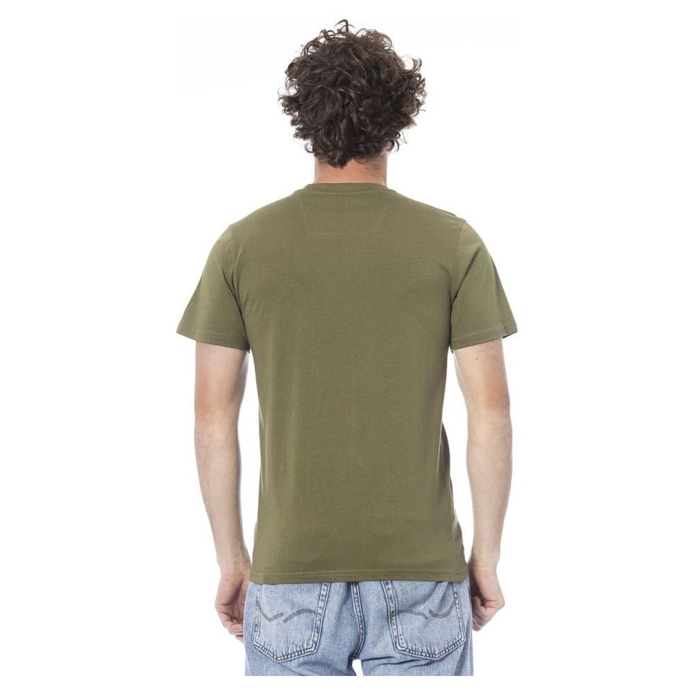 Cavalli Class Green Cotton Men T-Shirt Cavalli Class