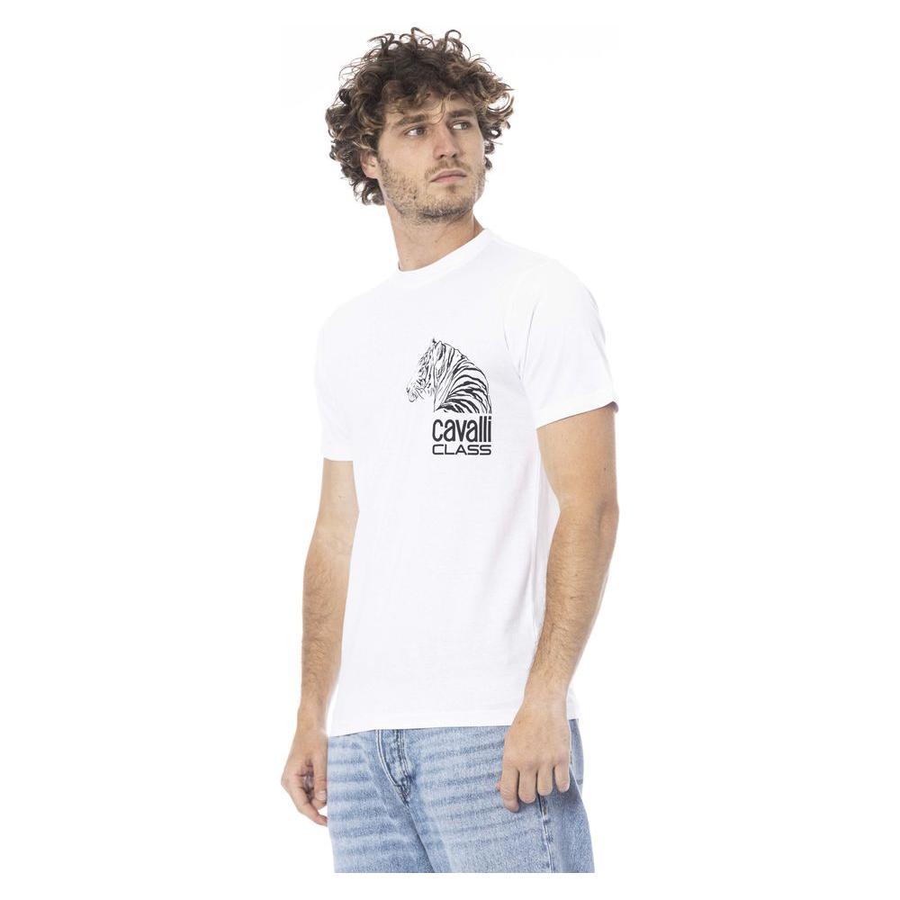 Cavalli Class White Cotton Men T-Shirt Cavalli Class