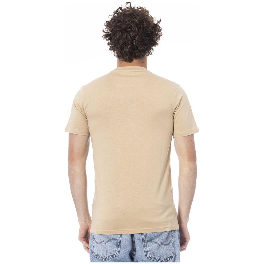 Cavalli Class Beige Cotton Men T-Shirt Cavalli Class