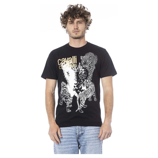 Cavalli Class Black Cotton Men T-Shirt Cavalli Class