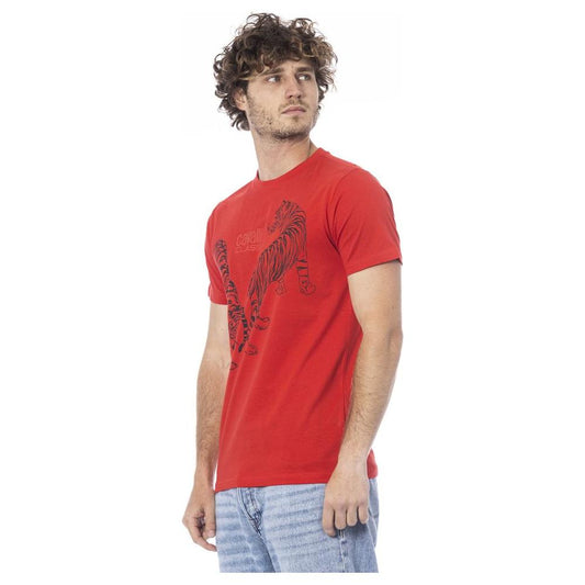 Cavalli Class Red Cotton Men T-Shirt Cavalli Class