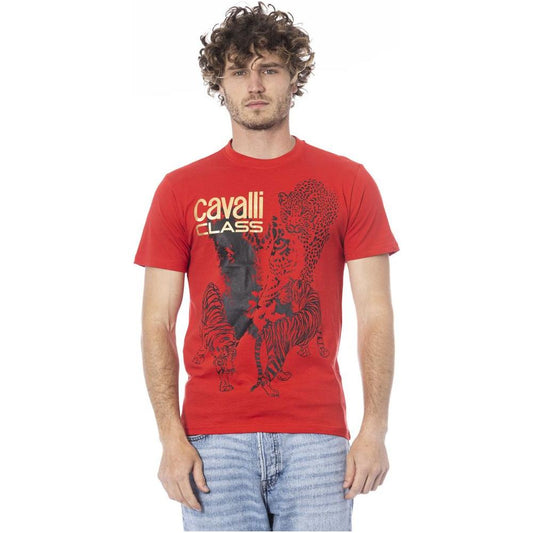 Cavalli Class Red Cotton Men T-Shirt Cavalli Class