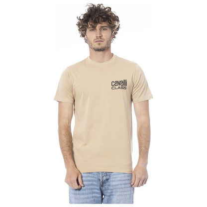 Cavalli Class Beige Cotton Men T-Shirt Cavalli Class