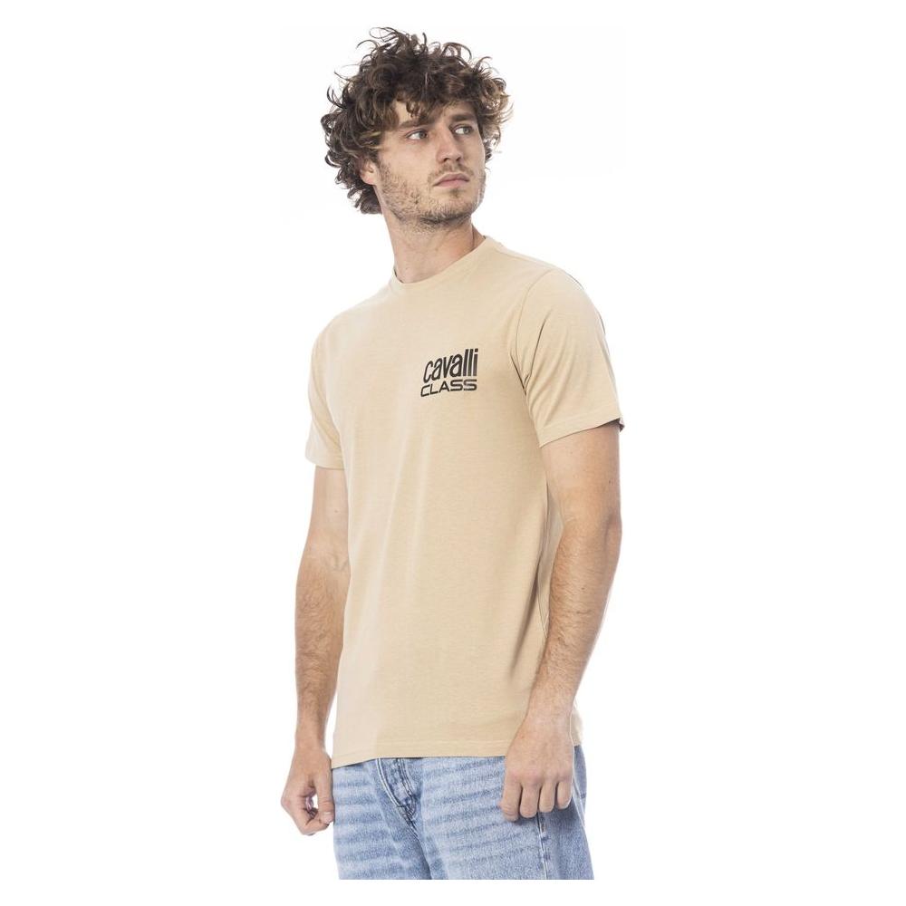 Cavalli Class Beige Cotton Men T-Shirt