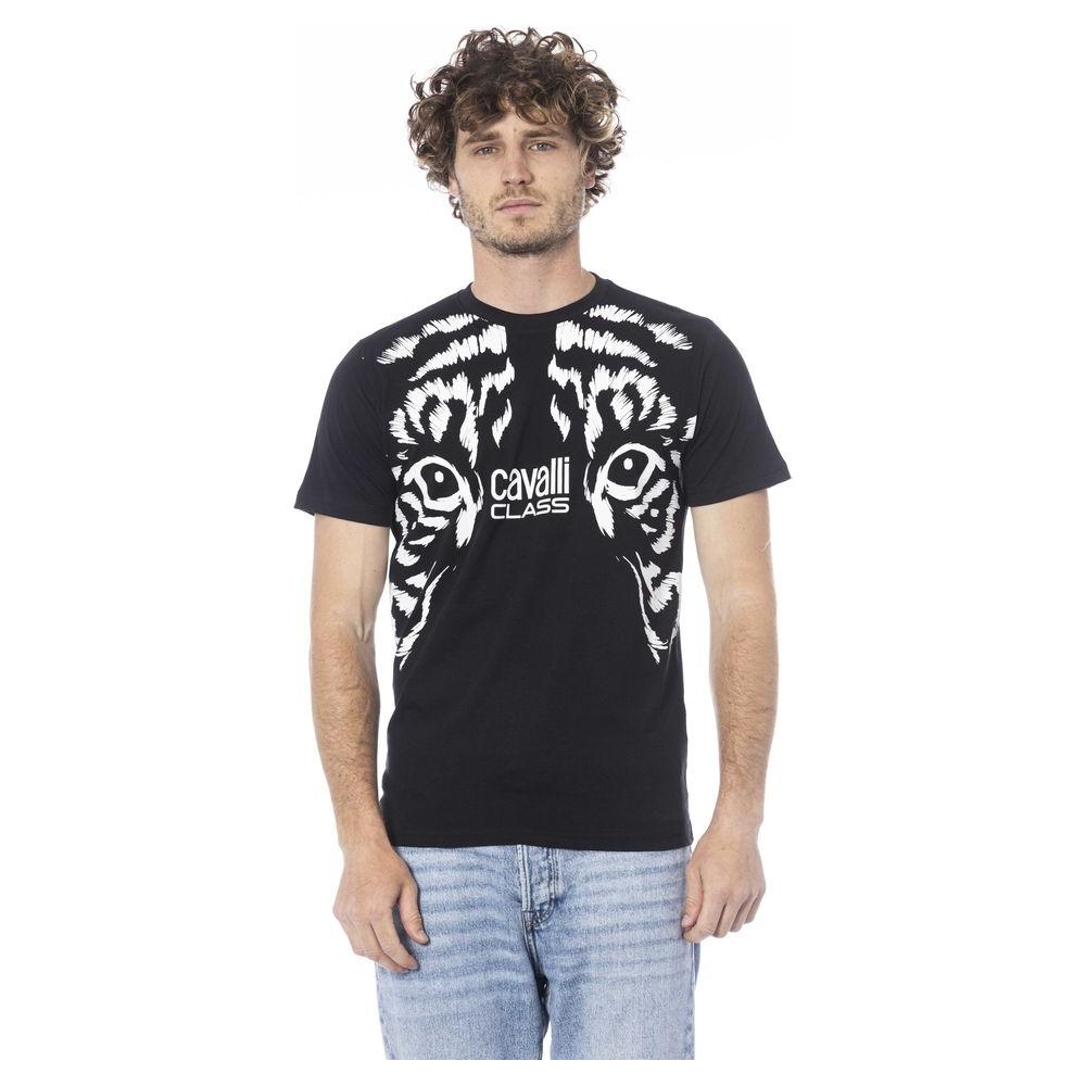 Cavalli Class Black Cotton Men T-Shirt Cavalli Class