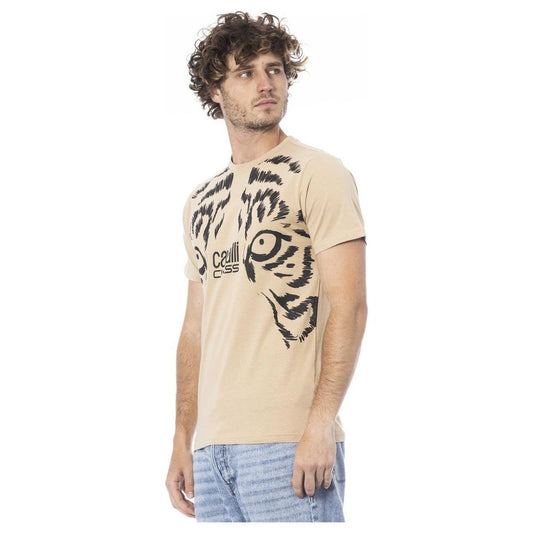 Cavalli Class Beige Cotton Men T-Shirt Cavalli Class