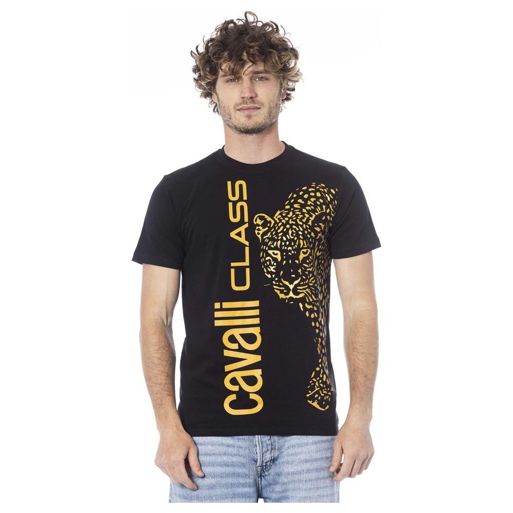 Cavalli Class Black Cotton Men T-Shirt Cavalli Class