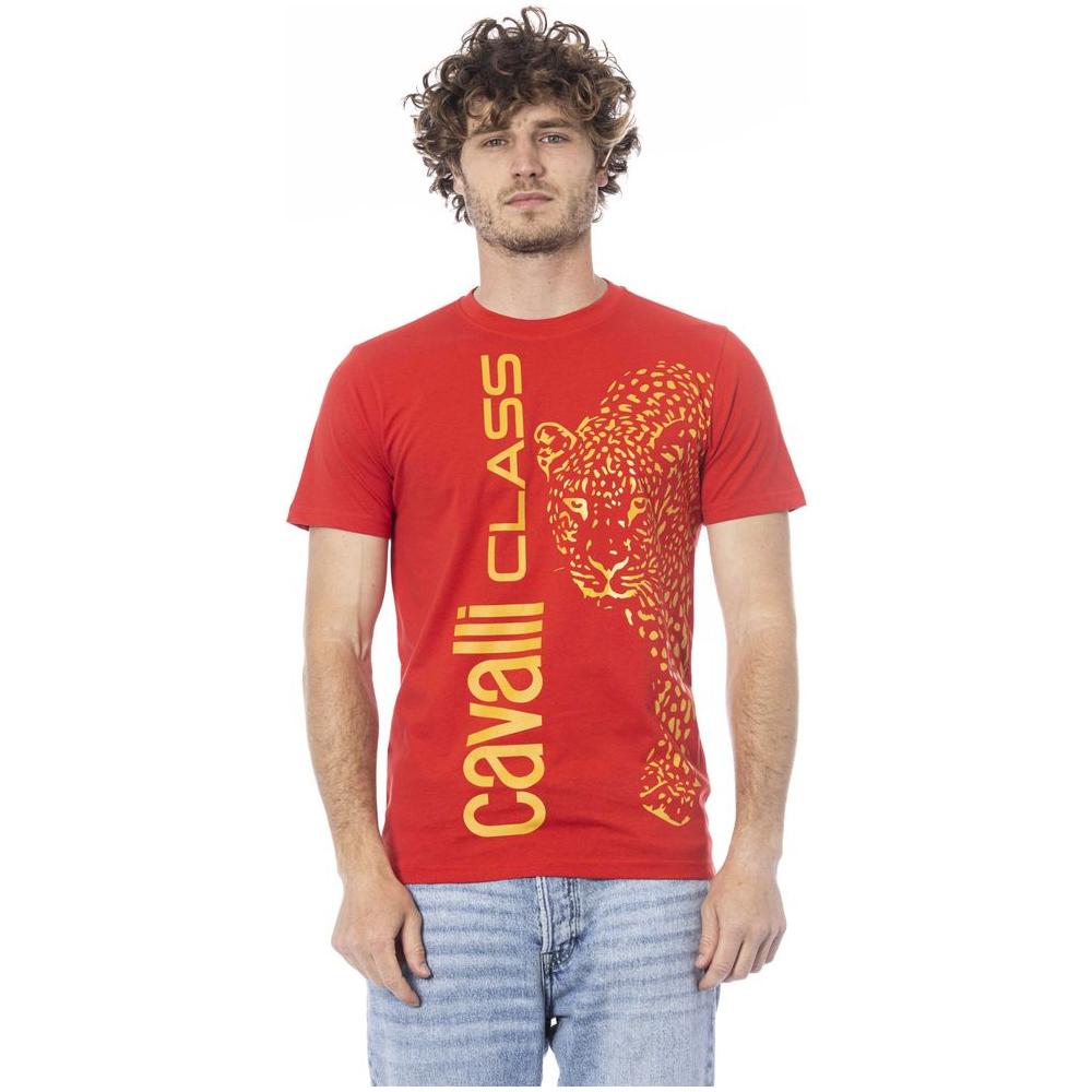 Cavalli Class Red Cotton Men T-Shirt Cavalli Class