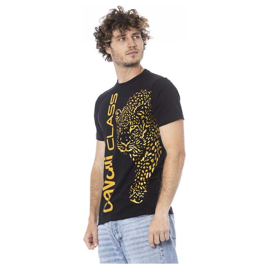 Cavalli Class Black Cotton Men T-Shirt Cavalli Class