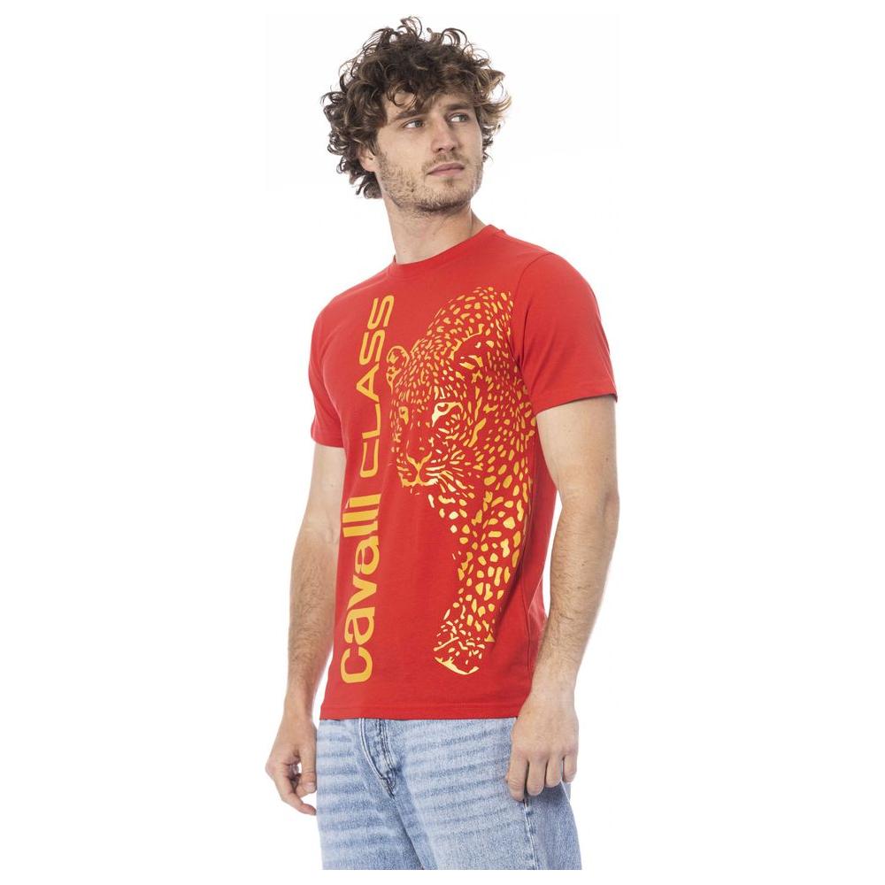 Cavalli Class Red Cotton Men T-Shirt Cavalli Class