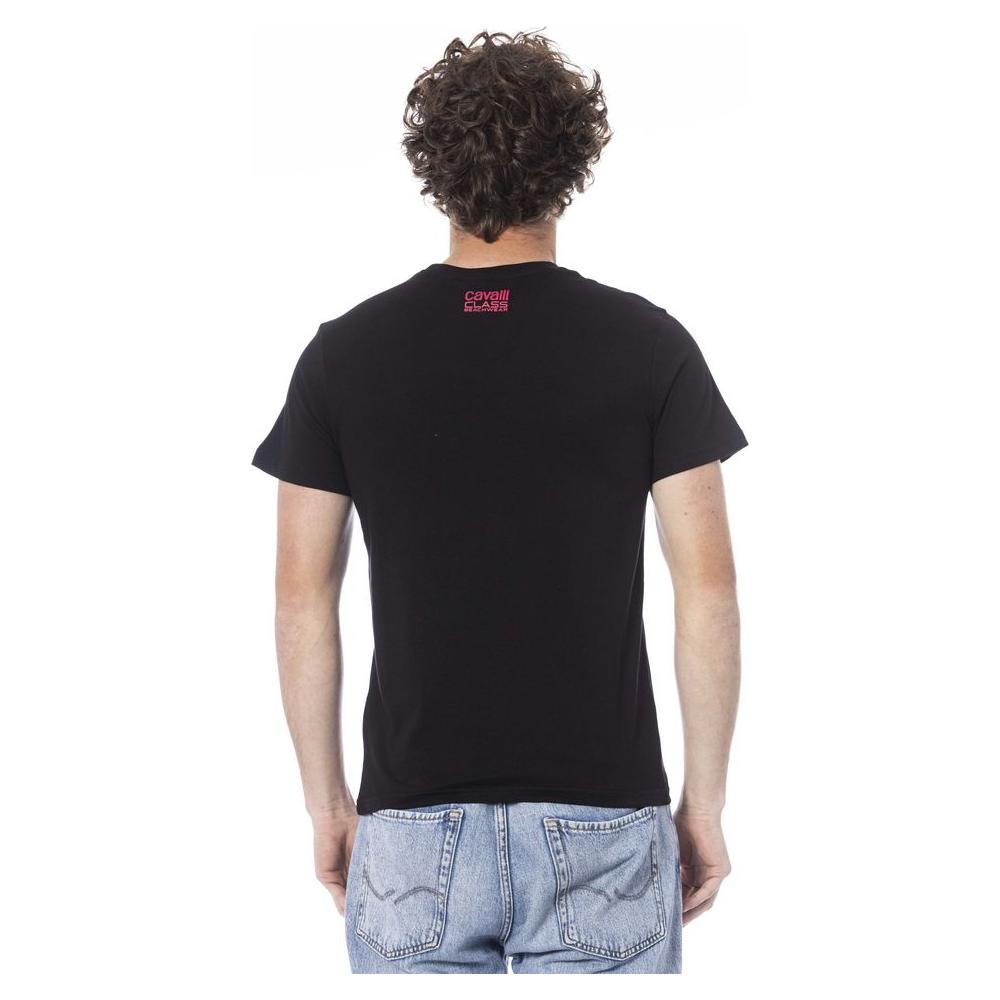 Cavalli Class Black Cotton Men T-Shirt Cavalli Class