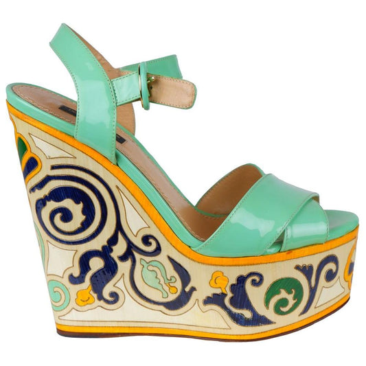 Dolce & Gabbana Green Leather Di Calfskin Sandal Dolce & Gabbana