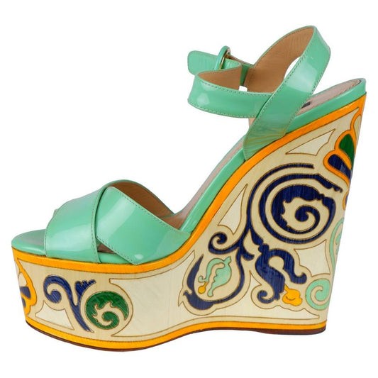 Dolce & Gabbana Green Leather Di Calfskin Sandal Dolce & Gabbana