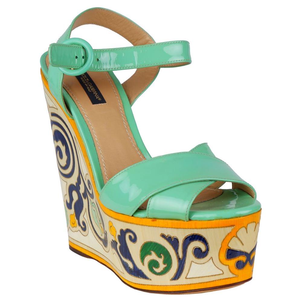 Dolce & Gabbana Green Leather Di Calfskin Sandal Dolce & Gabbana