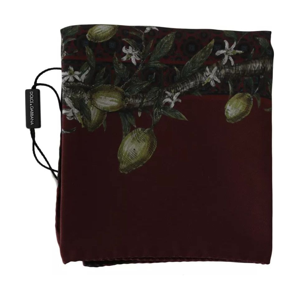 Dolce & Gabbana Bordeaux 100% Silk Floral Wrap Women Scarf Dolce & Gabbana