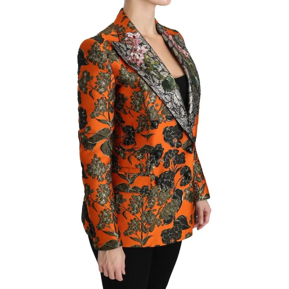 Dolce & Gabbana Orange Floral Brocade Coat Blazer Jacket Dolce & Gabbana