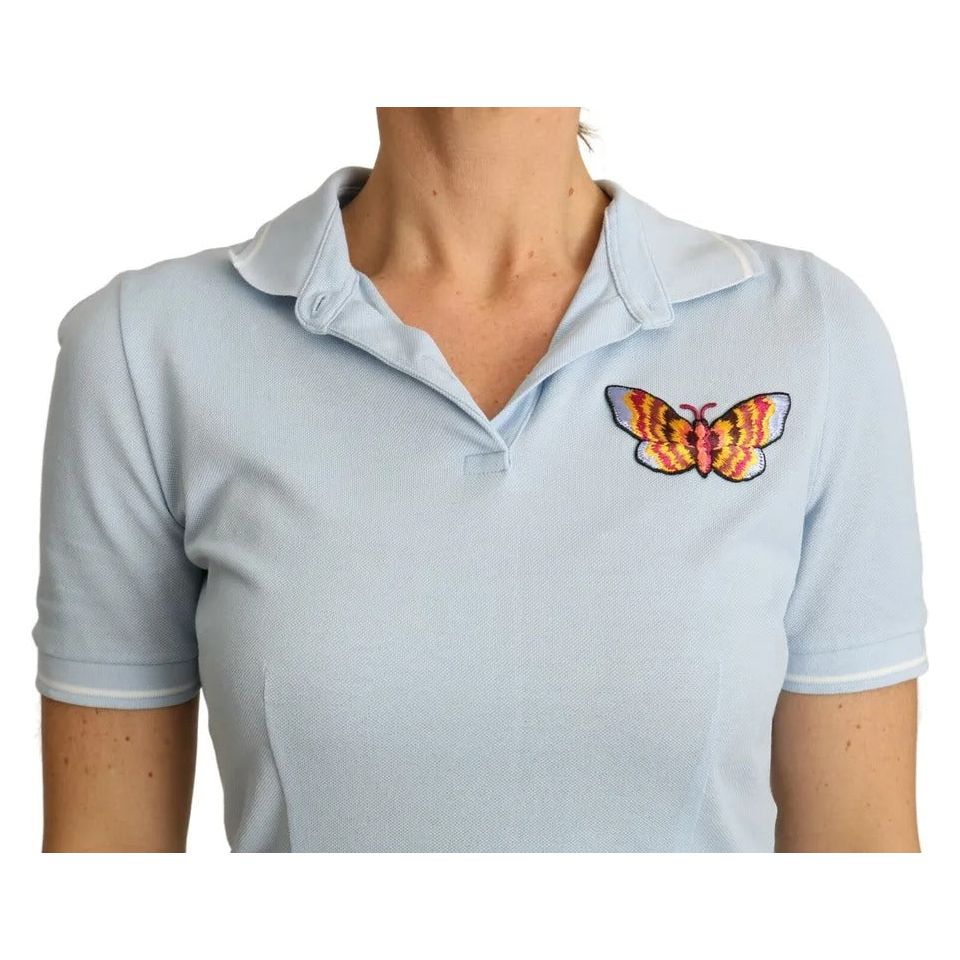 Dolce & Gabbana Blue Butterfly Polo T-shirt Cotton Top Dolce & Gabbana