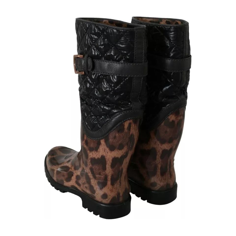 Dolce & Gabbana Black Brown Leopard Booties Boots Shoes Dolce & Gabbana