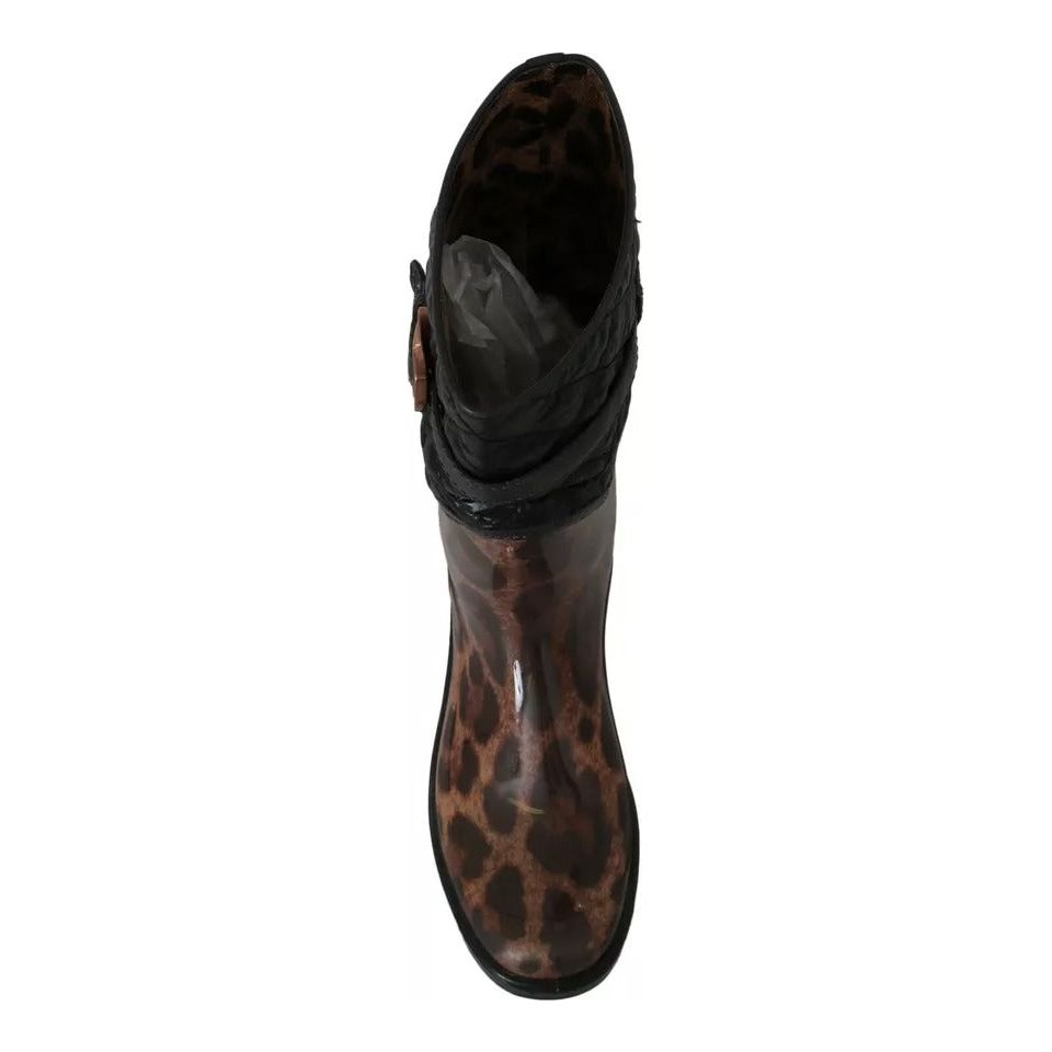 Dolce & Gabbana Black Brown Leopard Booties Boots Shoes Dolce & Gabbana