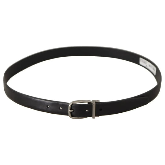 Dolce & Gabbana Black Classic Leather Silver Tone Metal Buckle Belt Dolce & Gabbana