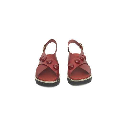 Cerruti 1881 Red Leather Women Sandal Cerruti 1881