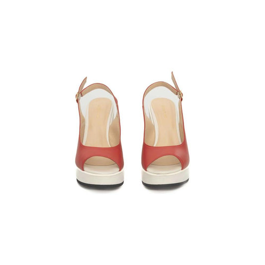 Cerruti 1881 Red Leather Women Sandal Cerruti 1881