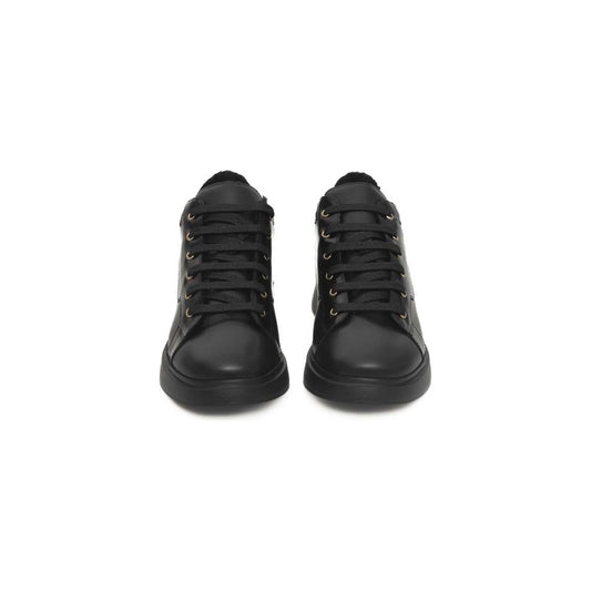 Cerruti 1881 Black Leather Women Platform Sneaker Cerruti 1881