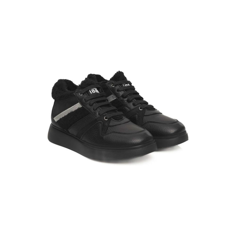 Cerruti 1881 Black Leather Women Platform Sneaker Cerruti 1881