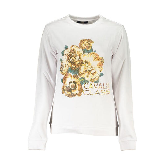 Cavalli Class White Cotton Sweater Cavalli Class