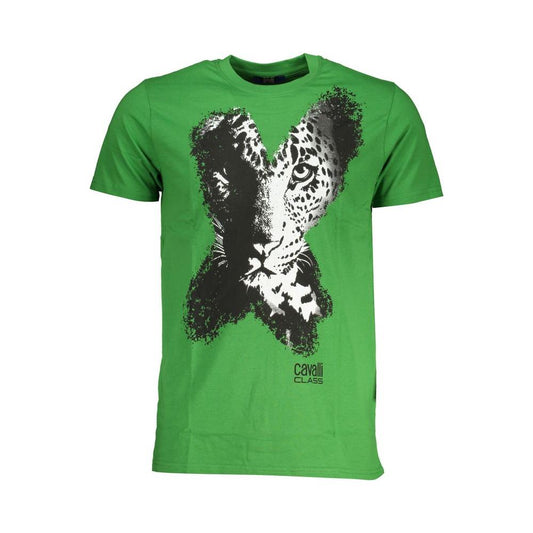 Cavalli Class Green Cotton T-Shirt Cavalli Class