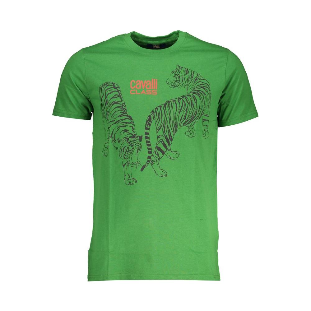 Cavalli Class Green Cotton T-Shirt Cavalli Class