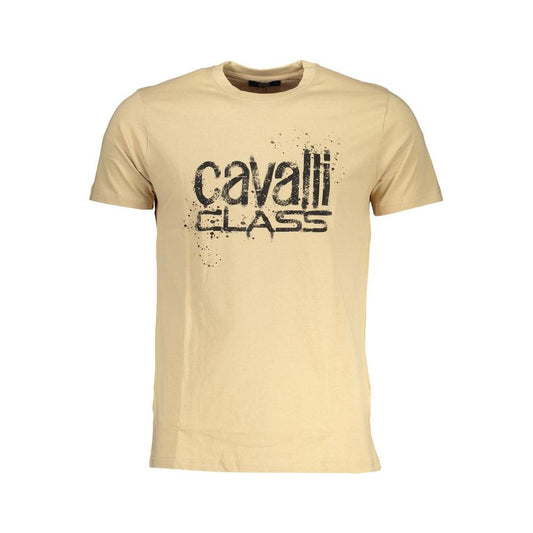 Cavalli Class Beige Cotton T-Shirt Cavalli Class