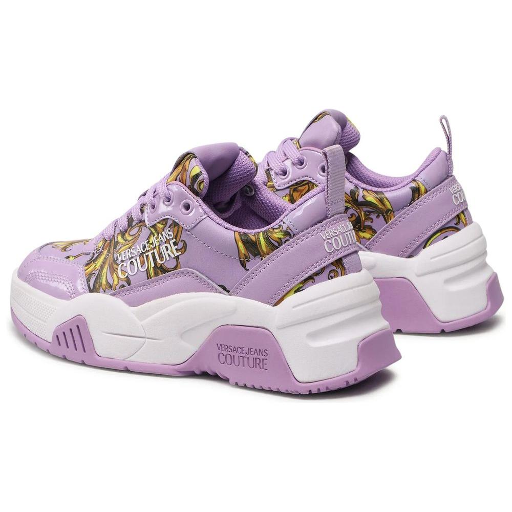 Versace Jeans Purple Leather Di Calfskin Sneaker Versace Jeans