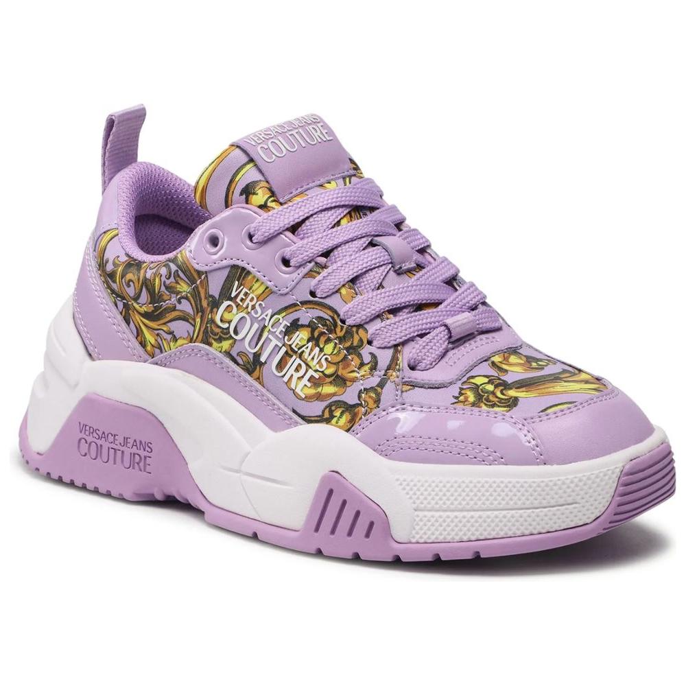 Versace Jeans Purple Leather Di Calfskin Sneaker Versace Jeans