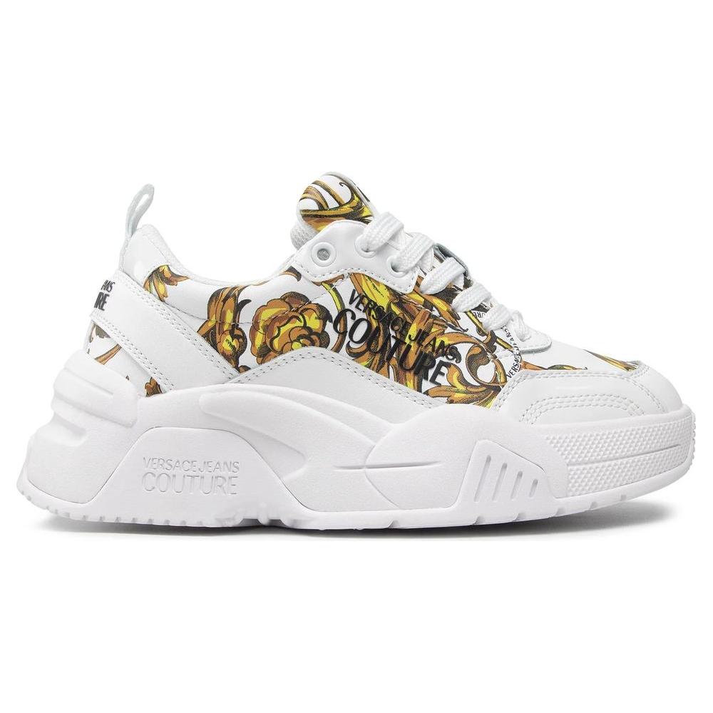 Versace Jeans White Leather Di Calfskin Sneaker Versace Jeans