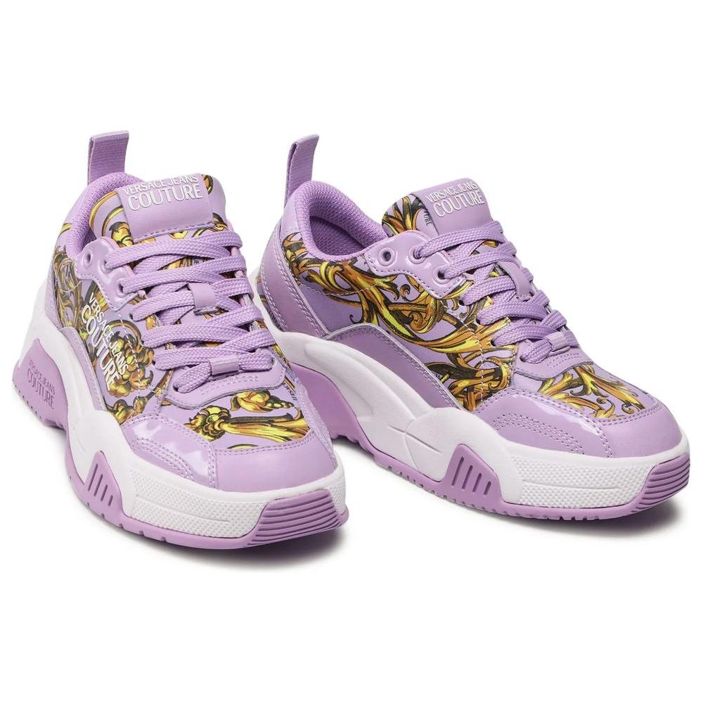 Versace Jeans Purple Leather Di Calfskin Sneaker Versace Jeans