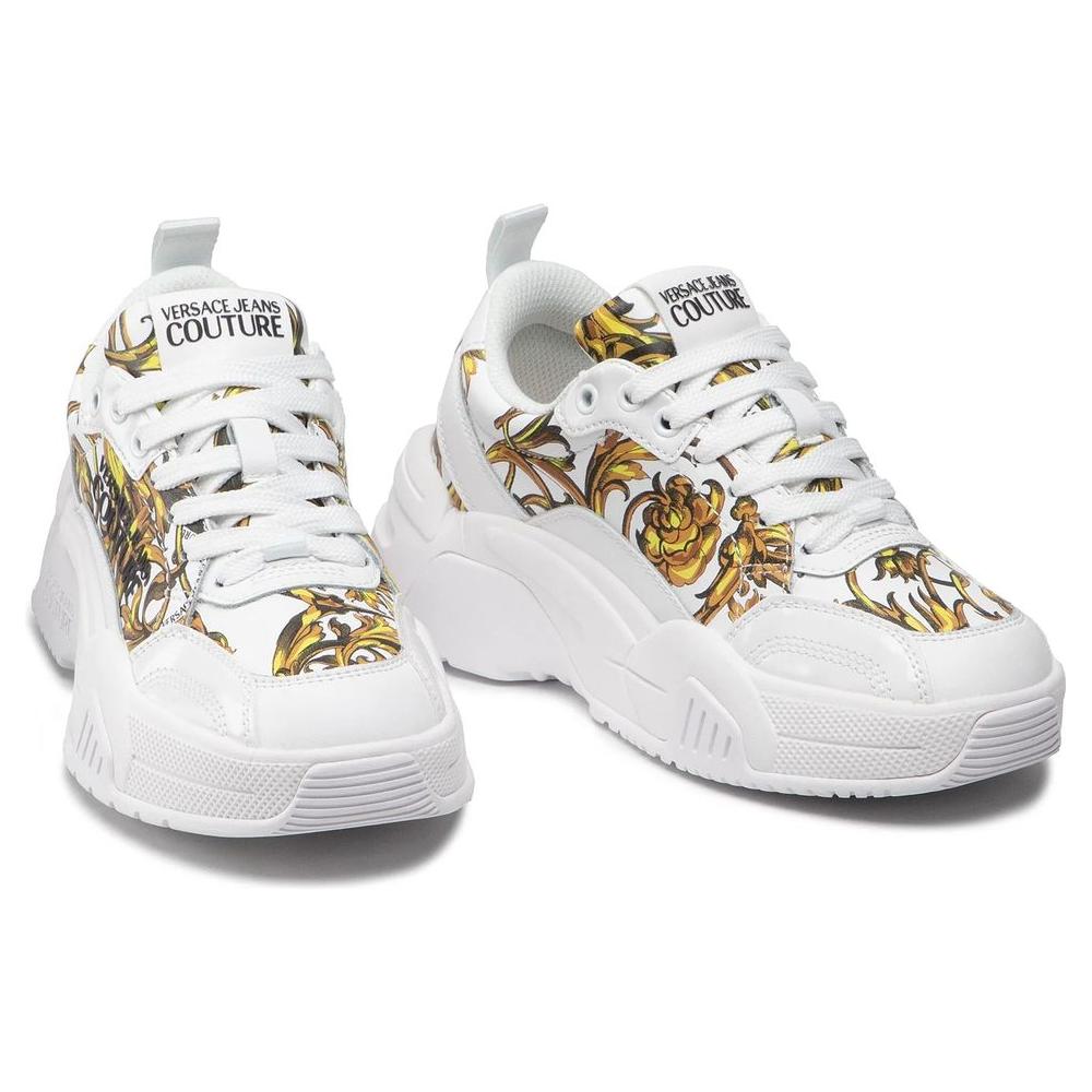 Versace Jeans White Leather Di Calfskin Sneaker Versace Jeans