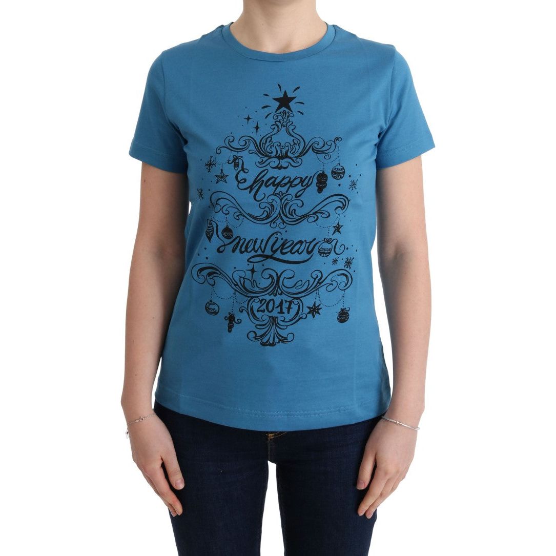 Dolce & Gabbana Chic Blue Cotton Tee with 2017 Print Dolce & Gabbana