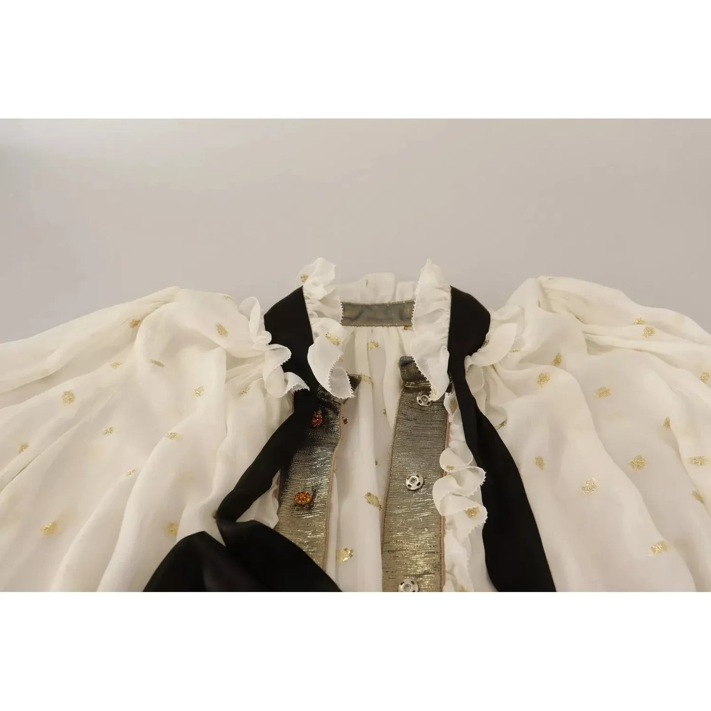 Dolce & Gabbana Off White Silk Blend Ascot Collar Blouse Top Dolce & Gabbana