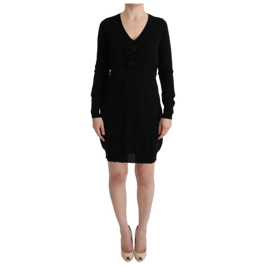 MARGHI LO' Elegant Black Wool Shift Dress MARGHI LO'