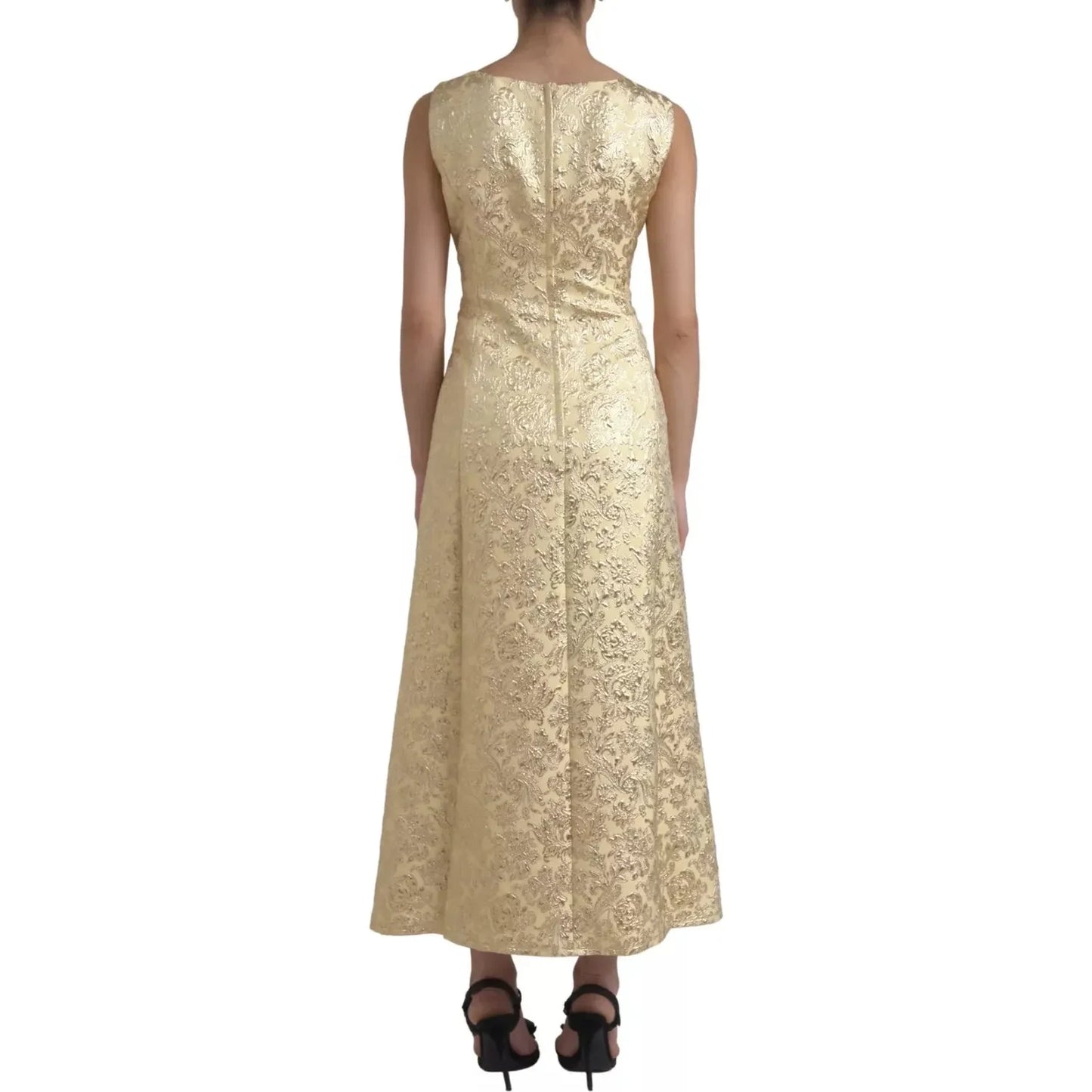 Dolce & Gabbana Gold Floral Jacquard Sheath A-line Long Dress Dolce & Gabbana