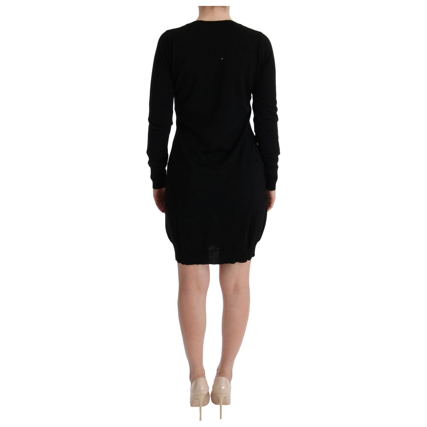 MARGHI LO' Elegant Black Wool Shift Dress MARGHI LO'