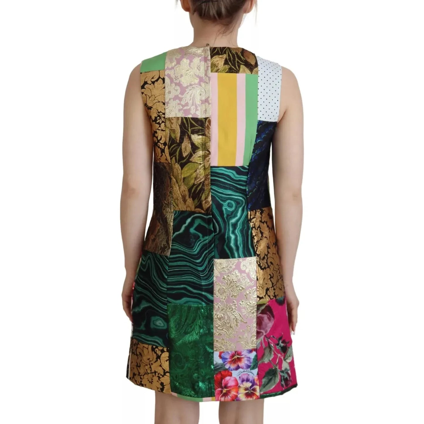 Dolce & Gabbana Multicolor Jacquard Patchwork Shift Mini Dress Dolce & Gabbana