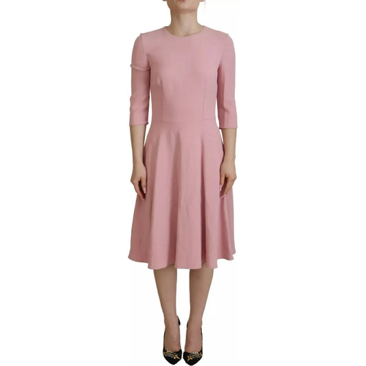 Dolce & Gabbana Pink A-line Flare Viscose 3/4 Sleeves Dress Dolce & Gabbana