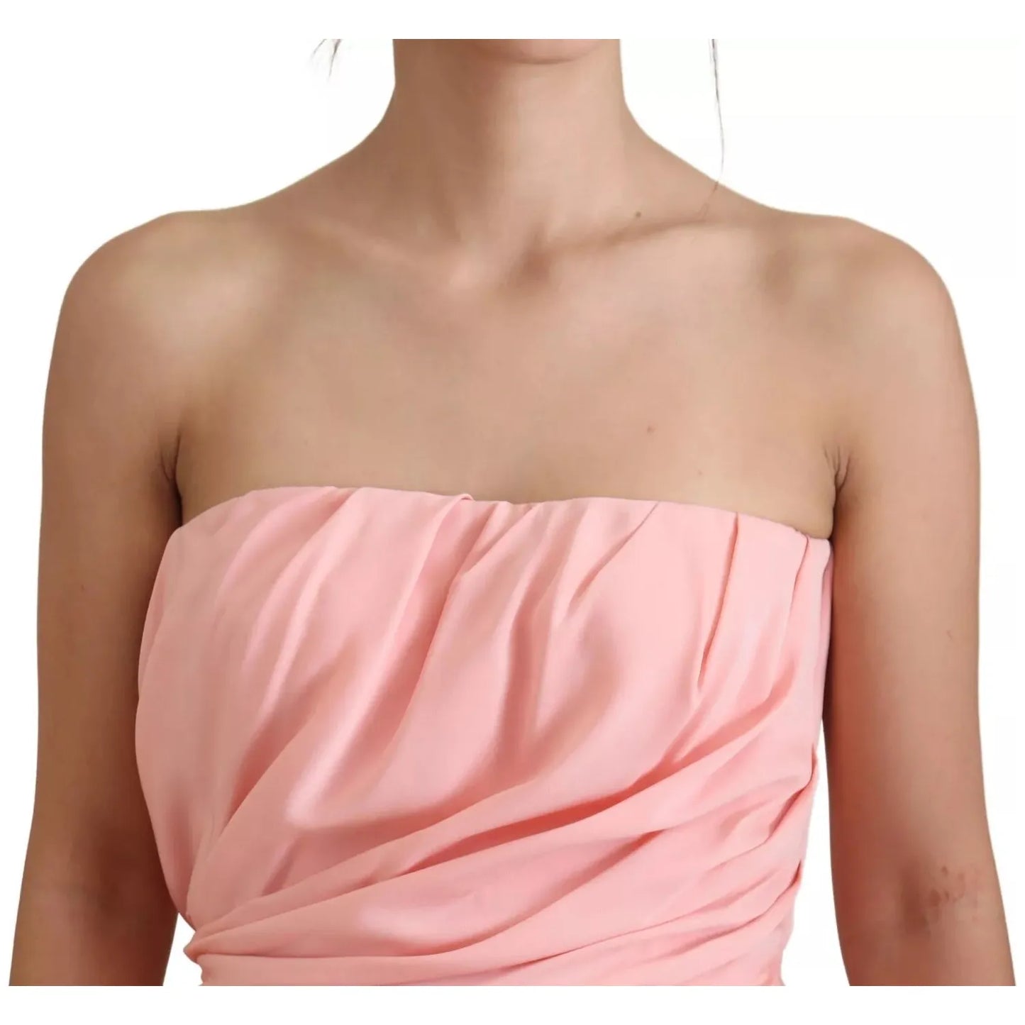 Dolce & Gabbana Pink Silk Stretch Strapless Sheath Dress Dolce & Gabbana